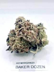 Baker Dozen AA cannabis flower buds displayed in a product image for customers looking for cannabis flower near me.